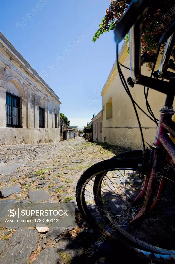 Bicycles On Top Of A Street In The Old Town Of Colonia De Sacramento, Uruguay, South America
