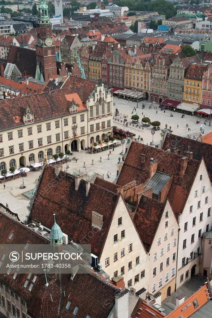 Poland, View from spire of St. Elizabeth's Church onto Market Square; Wroclaw