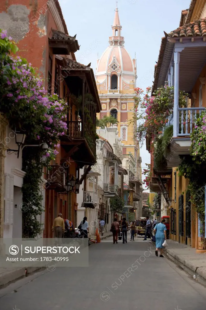 Colombia, View towards Cathedral; Cartagena