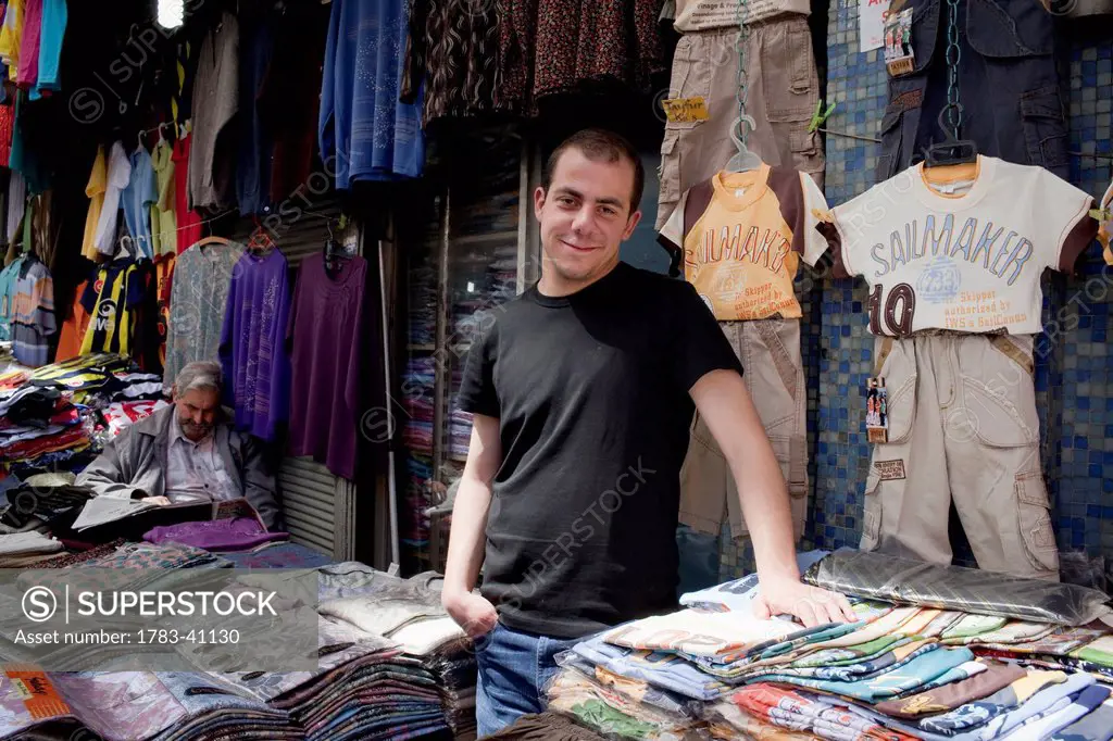 Turkey, Istanbul, outside Egyptian Bazaar; Eminonu, Clothes stall