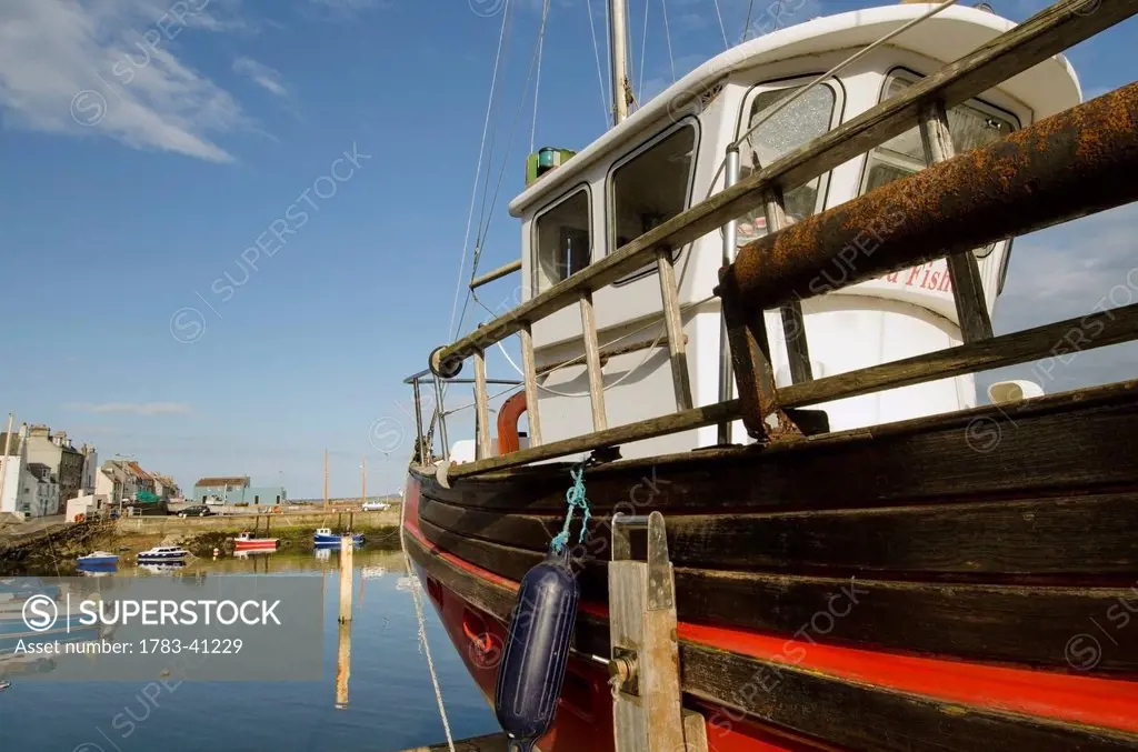 UK, Scotland, Fife, East Neuk, Close-up of fishing boat; St Monans
