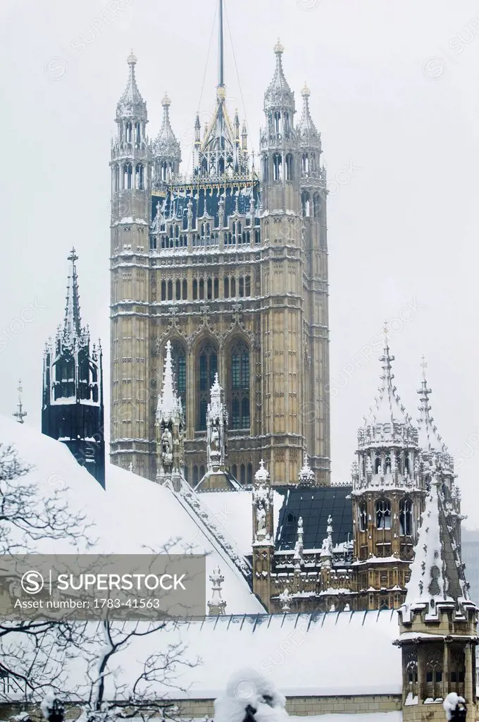 Houses Of Parliament In The Snow, London, Uk