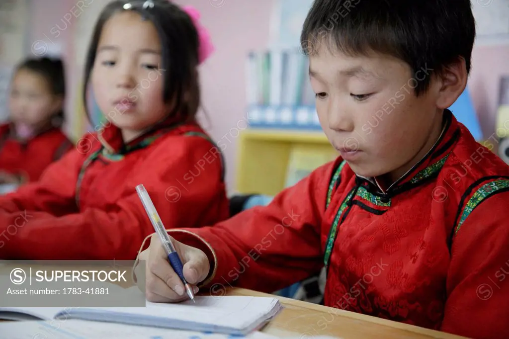 Mongolia, a school and home for orphans and abandoned children; Ulaan Baatar, Children in class at Lotus Centre