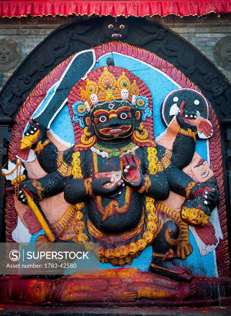 Religious bas relief; Kathmandu, Boudhanath, Nepal