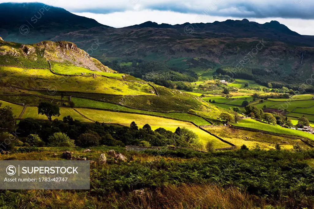 Langdale Hills of Western Lake District; Cumbria, England, UK.