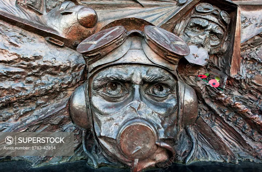 Detail of Battle of Britain Monument, Victoria Embankment; London, England, UK
