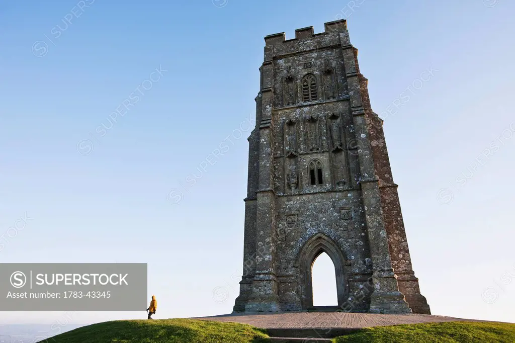 Stone tower; Glastonbury, Somerset, England, United Kingdom