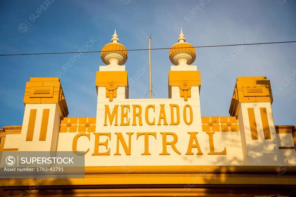 Brazil, Rio Grande do Sul, Mercado Publico; Pelotas, Architectural feature of building facade
