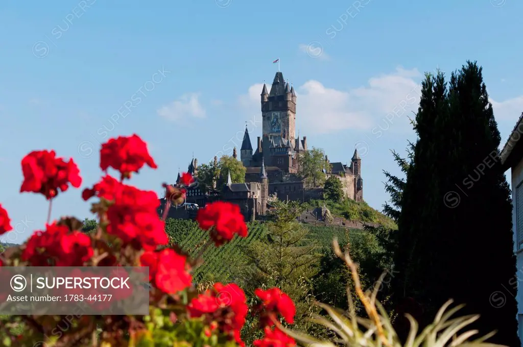 Reichsburg castle in Mosel valley; Cochem, Rhineland-Palatinate, Germany