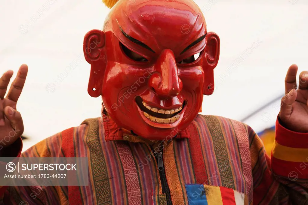 Sacred Lama Dance at Shechen Monastery performed by the monks; Boudhanath, Nepal