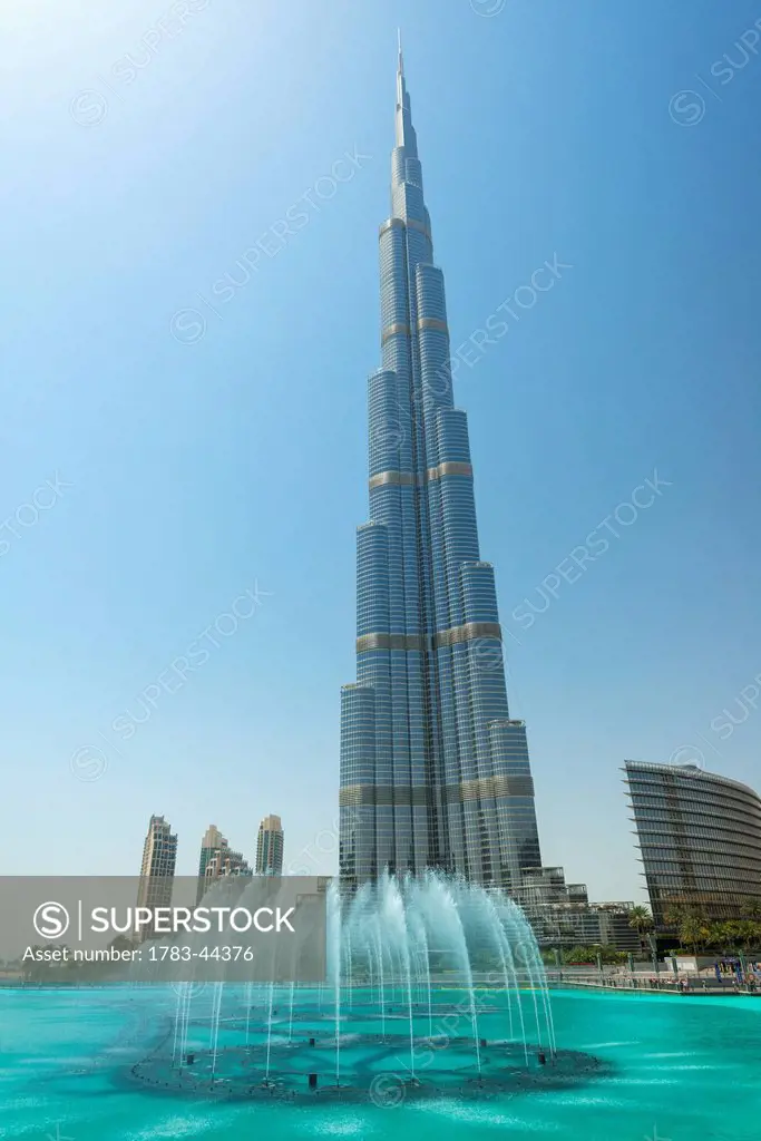 Fountains in front of the Burj Khalifa; Dubai, United Arab Emirates