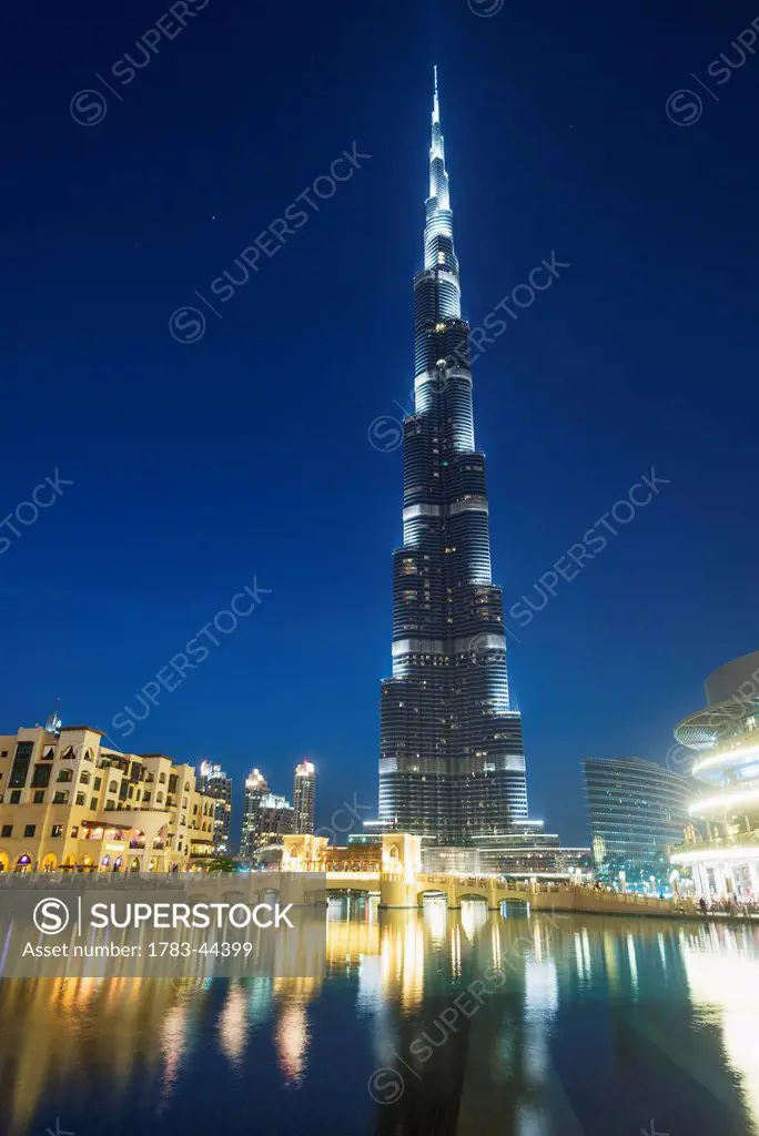 The Burj Khalifa at dusk; Dubai, United Arab Emirates