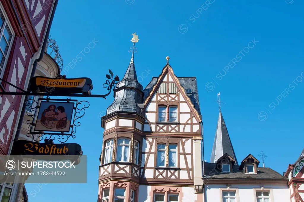 Traditional architecture against a blue sky; Mosel, Germany