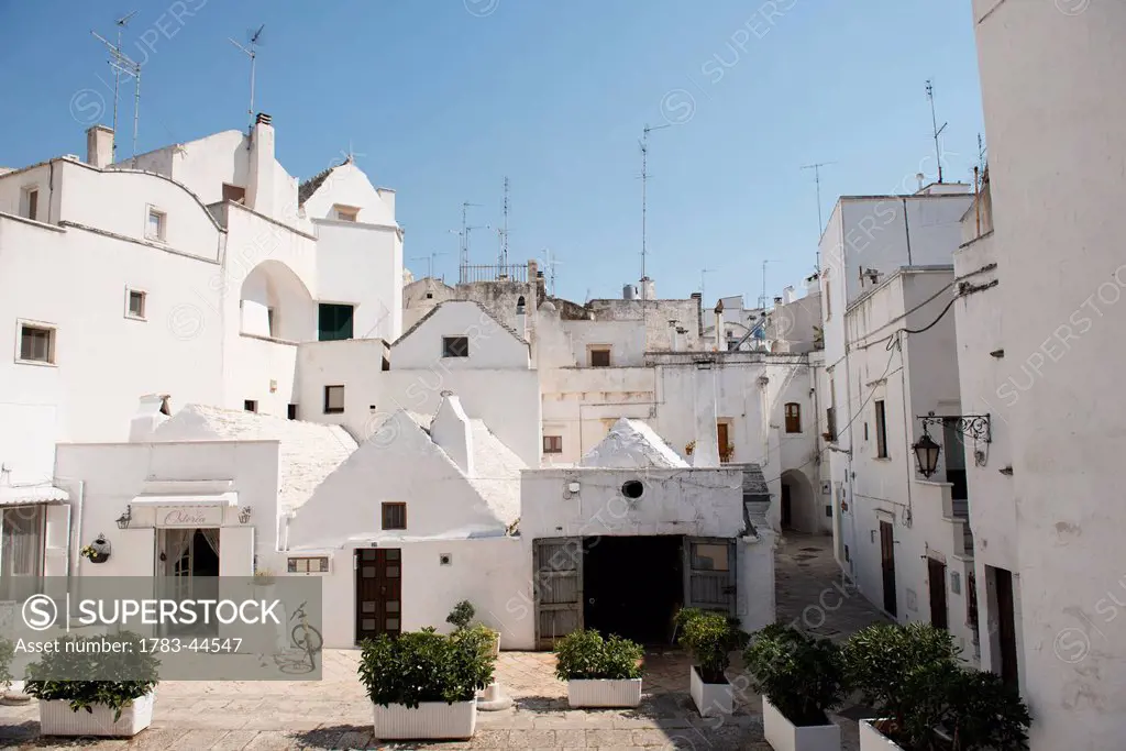 Traditional Puglian architecture with antennas on the rooftops; Martina Franca, Puglia, Italy