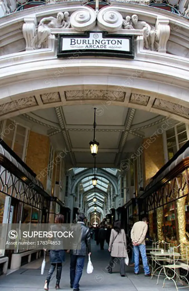 The entrance to the Burlington Arcade, London, England, UK