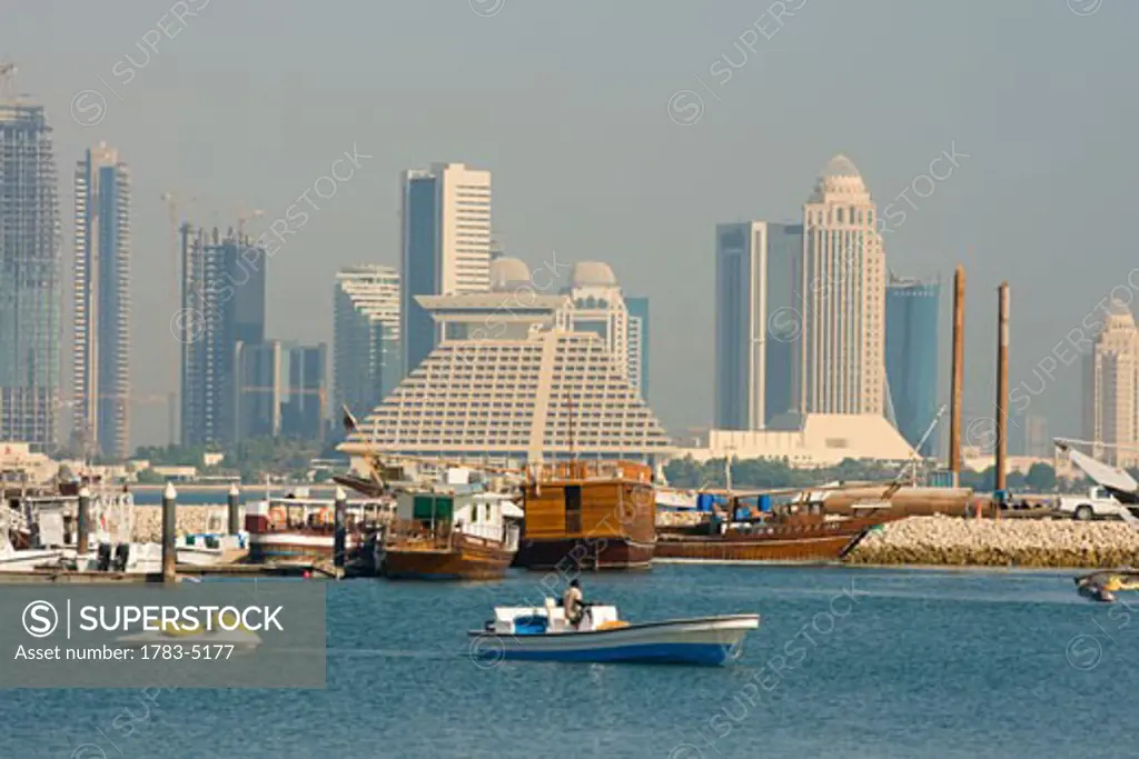 Doha bay skyline with harbor, Doha,Qatar