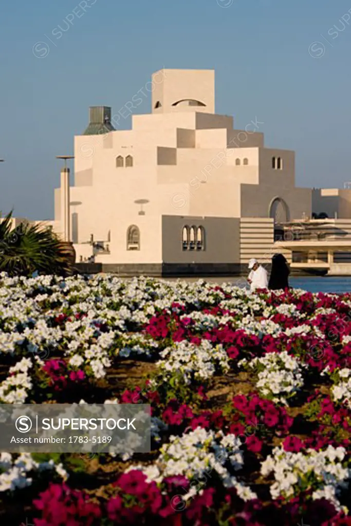 Flowerbed and Museum of Islamic arts, Doha,Qatar