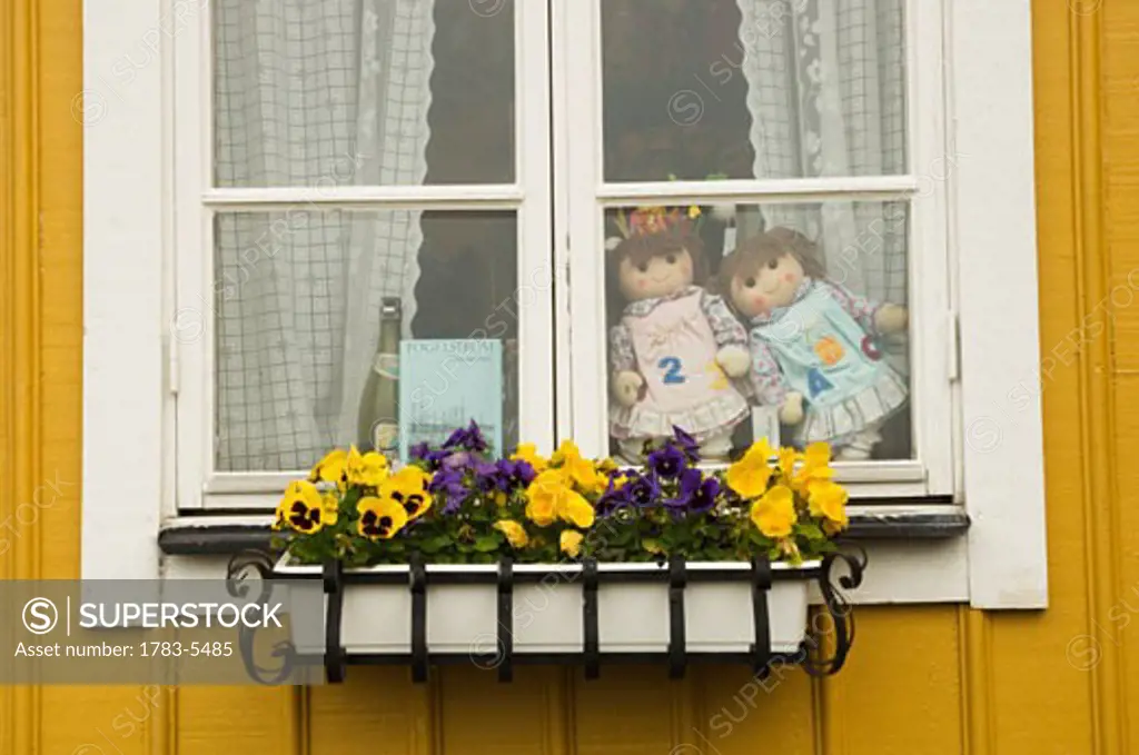 Gift shop window at Handelsman Flink at Flaton, Bohuslan archipelago, Sweden