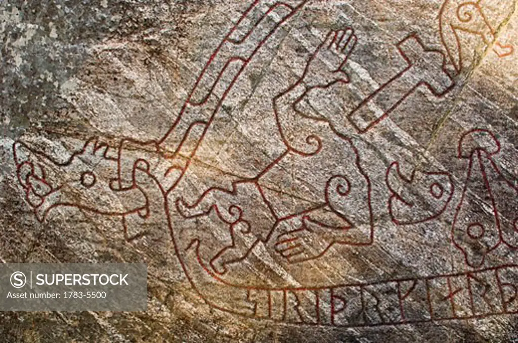 The Sigurd rock carving Created 1000 years ago, it is generally considered an important piece of Norse art in runestone style Ramsund, Eskilstuna Municipality, Sodermanland, Sweden