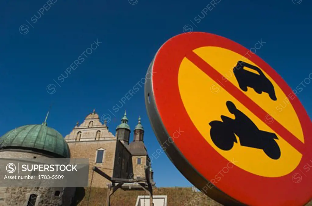 Street sign outside Vadstena Castle, Ostergotland, Sweden