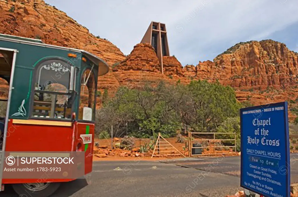 The Chapel of the Holy Cross built into the red rocks of Sedona, Arizona, USA