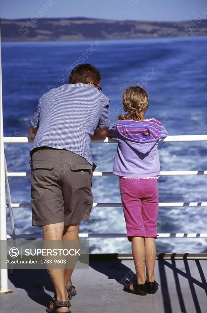 Father and daughter on the ferry from  Kangaroo Island, Kangaroo Island, South Australia 