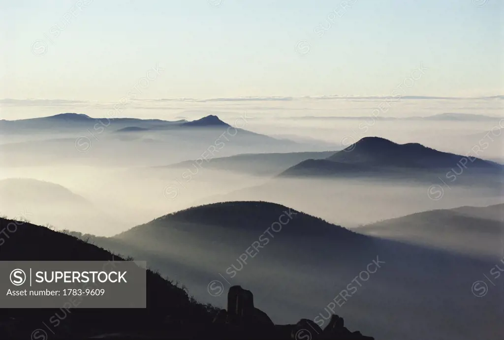 Mist and mountains , Hobart, Tasmania, Australia