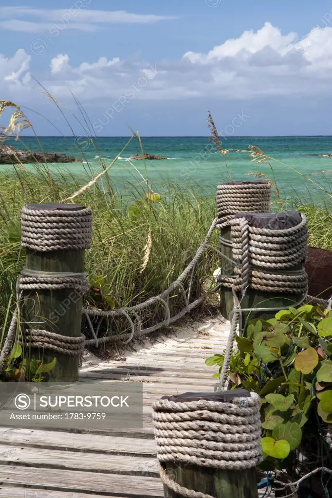 Idyllic coastal scene, Poop Deck West, Nassau, New Providence Island, Bahamas.
