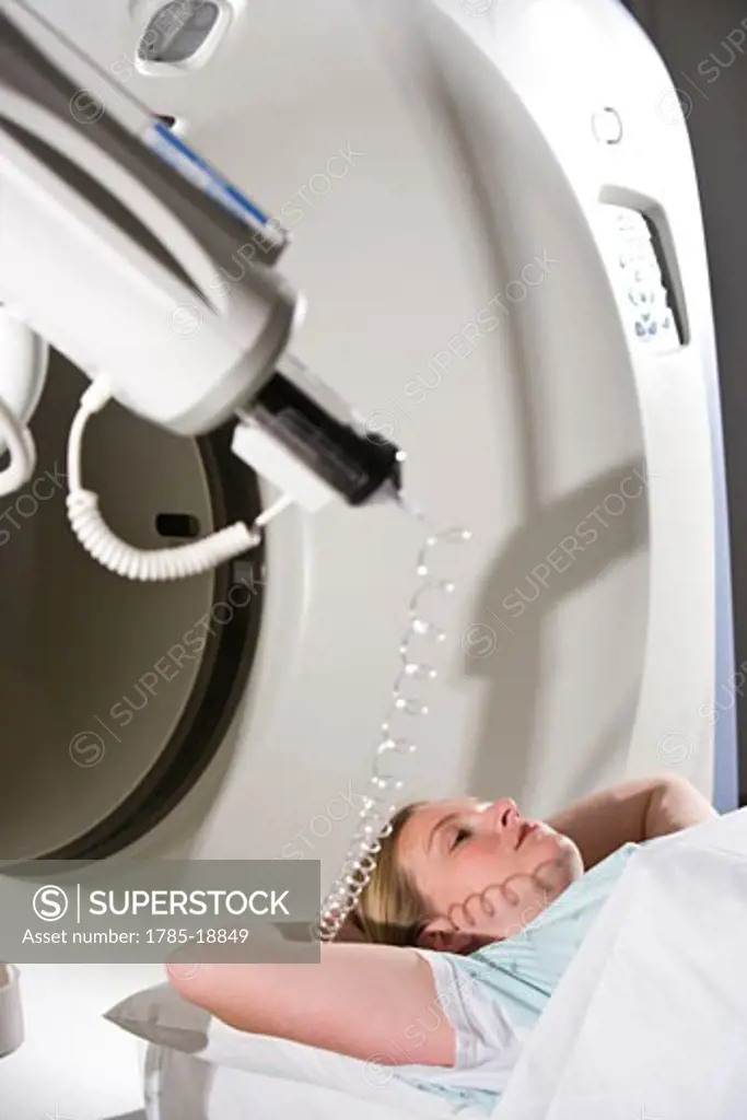 Female patient ready to have CAT scan