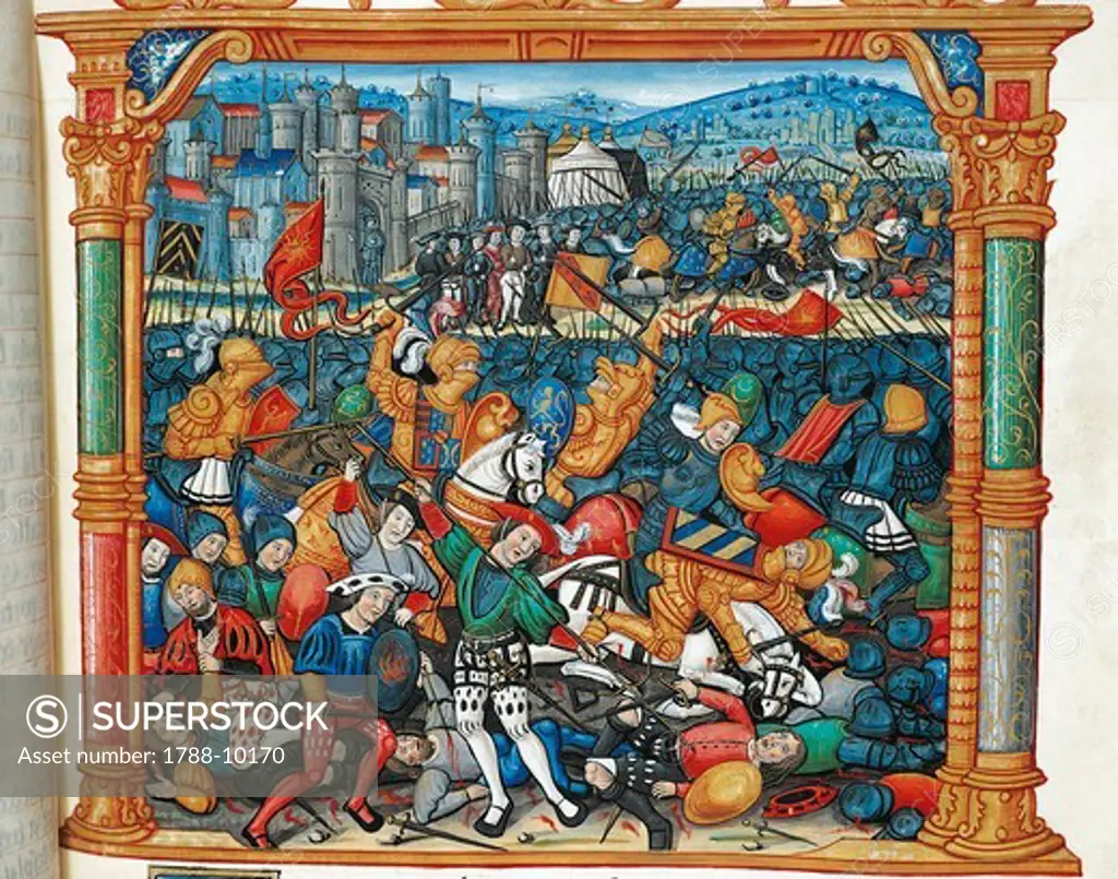 France, Burgundian Wars, The battle of Nancy (1477), miniature, 1524, From the Memoires by Philippe de Commynes (1445-1511)