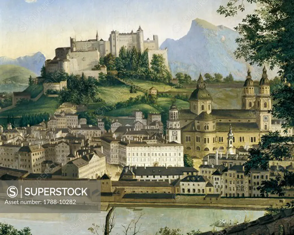 Austria, Salzburg, View of Salzburg by Franz Xaver Mandl (1812-1880), 1835