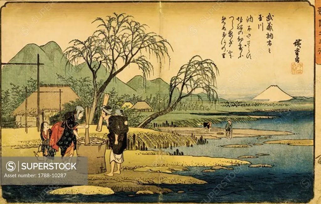 Italy, Genoa, Japanese landscape by Ando Hiroshige (1797-1858), woodcut