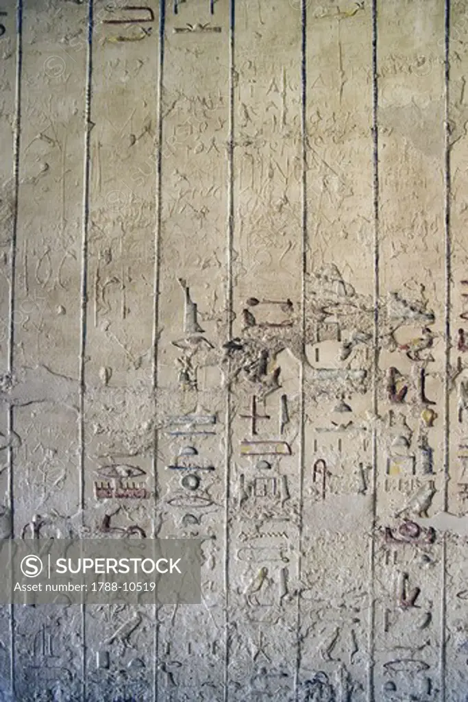 Egypt, Thebes, Luxor, Valley of the Kings, Tomb of Ramses IV, graffiti on wall in corridor one, from twentieth dynasty