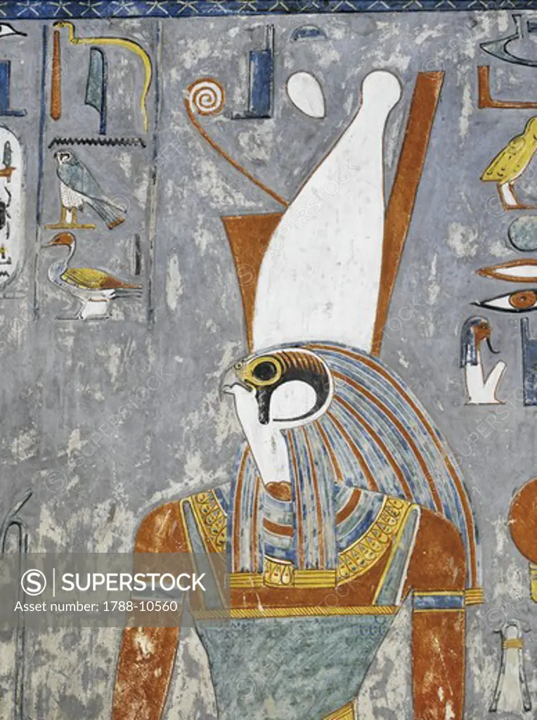Egypt, Thebes, Luxor, Valley of the Kings, Tomb of Horemheb, Vestibule, Mural paintings, Harsiesis