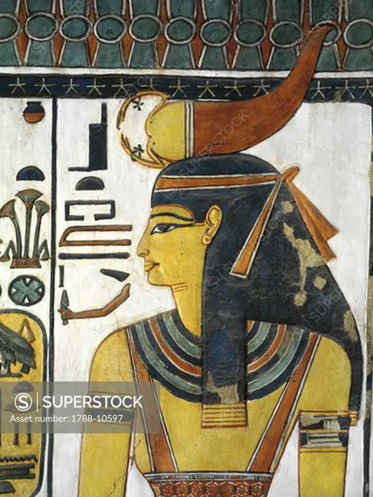 Egypt, Thebes, Luxor, Valley of the Queens, Tomb of Nefertari, Vestibule, Mural paintings, Goddess Selket