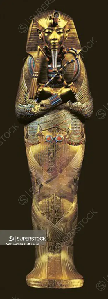 Egypt, Thebes, Luxor, Valley of the Kings, Tomb of Tutankhamon, coffin of Pharaoh Osiris, from Tutankhamon period