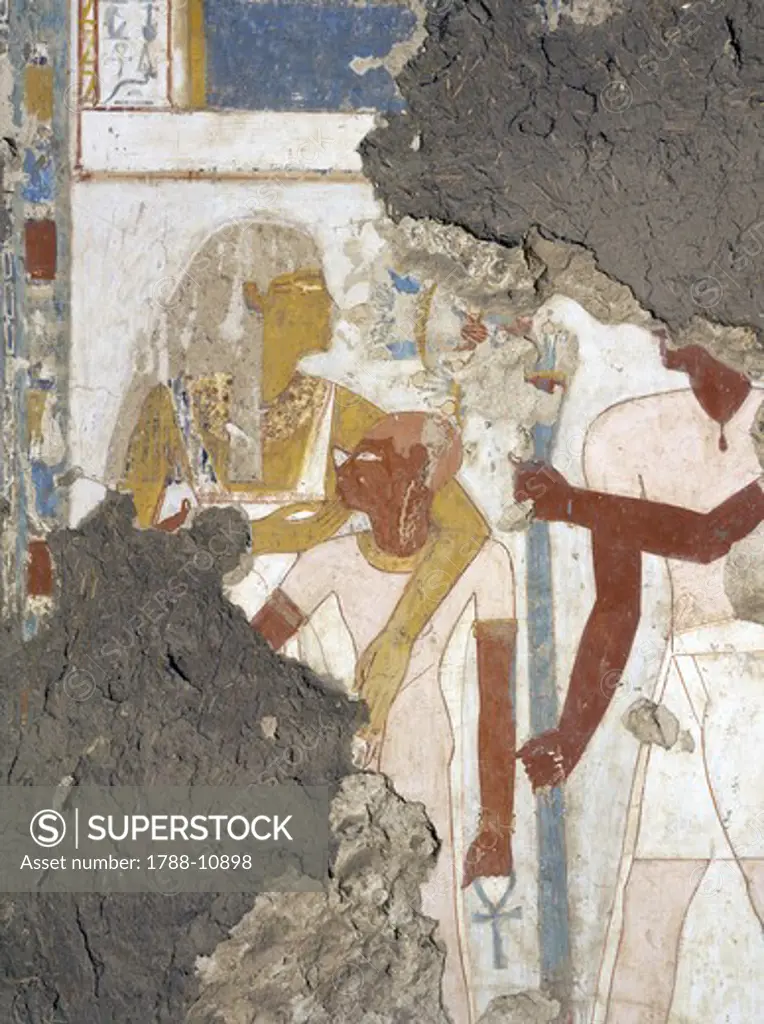 Egypt, Thebes, Luxor, Sheikh 'Abd al-Qurna, Tomb of army commander Amenemheb Meh, Mural paintings