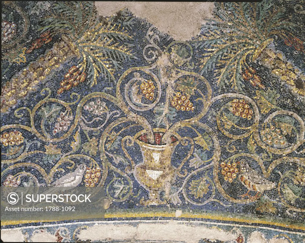 Italy - Campania Region - San Prisco - Church of St. Priscus - Detail of 5th century Mosaic in Chapel of St. Matrona