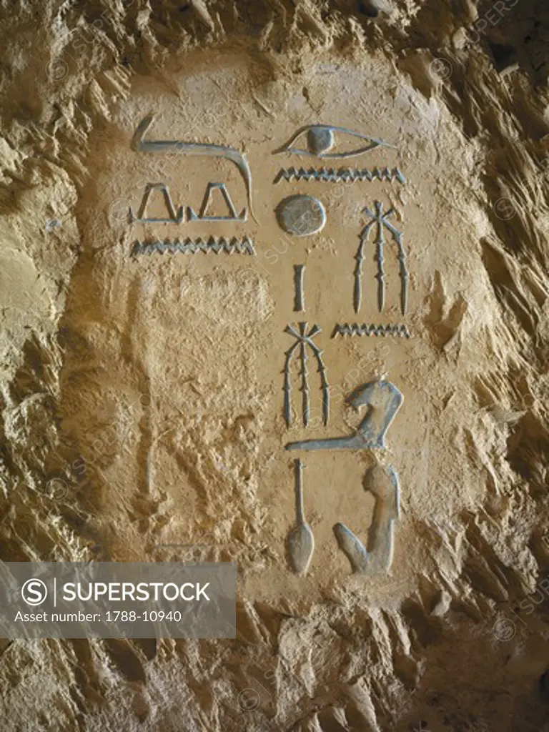 Egypt, Thebes, Luxor, Sheikh 'Abd al-Qurna, Tomb of high steward architect Senenmut, wall decoration