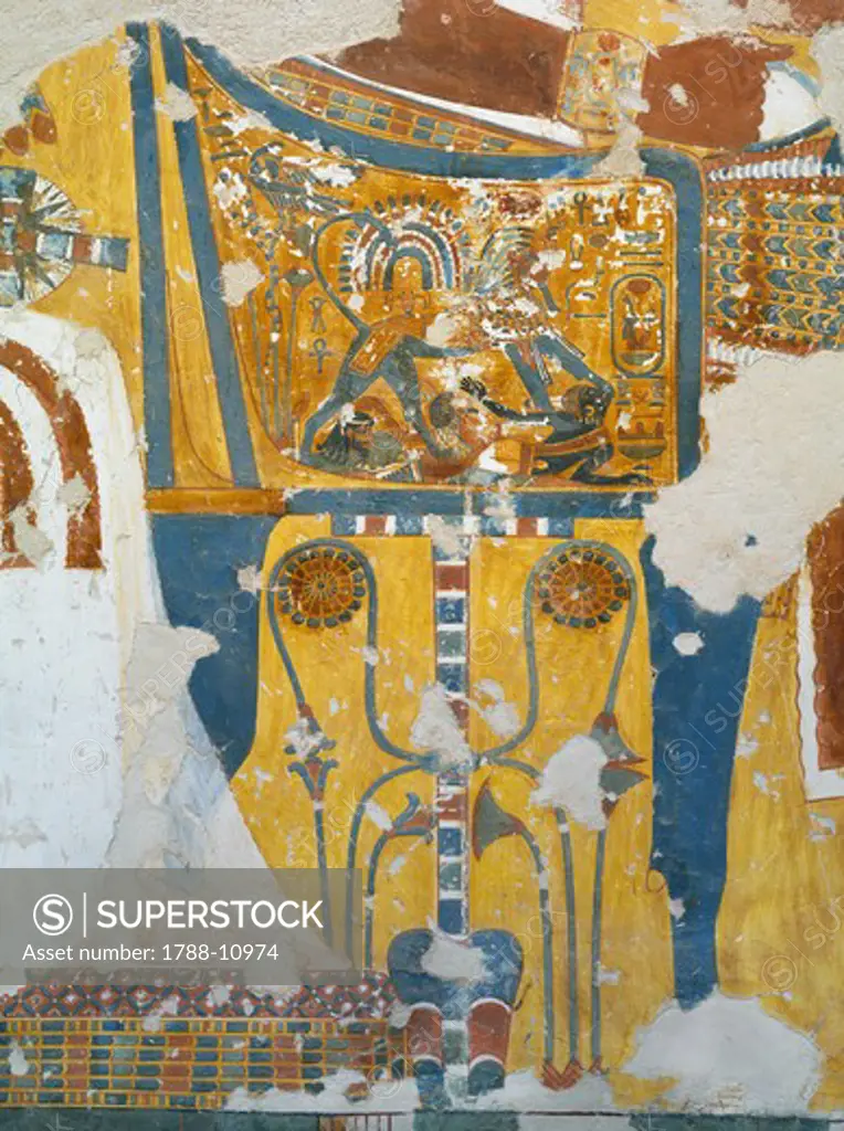 Egypt, Thebes, Luxor, Sheikh 'Abd al-Qurna, Tomb of second priest of Amon Anen, mural paintings from eighteenth dynasty