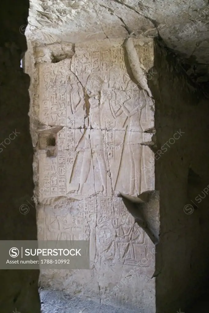 Egypt, Thebes, Luxor, Sheikh 'Abd al-Qurna, Tomb of granary scribe at Amon's estate Piay, relief decoration from nineteenth dynasty