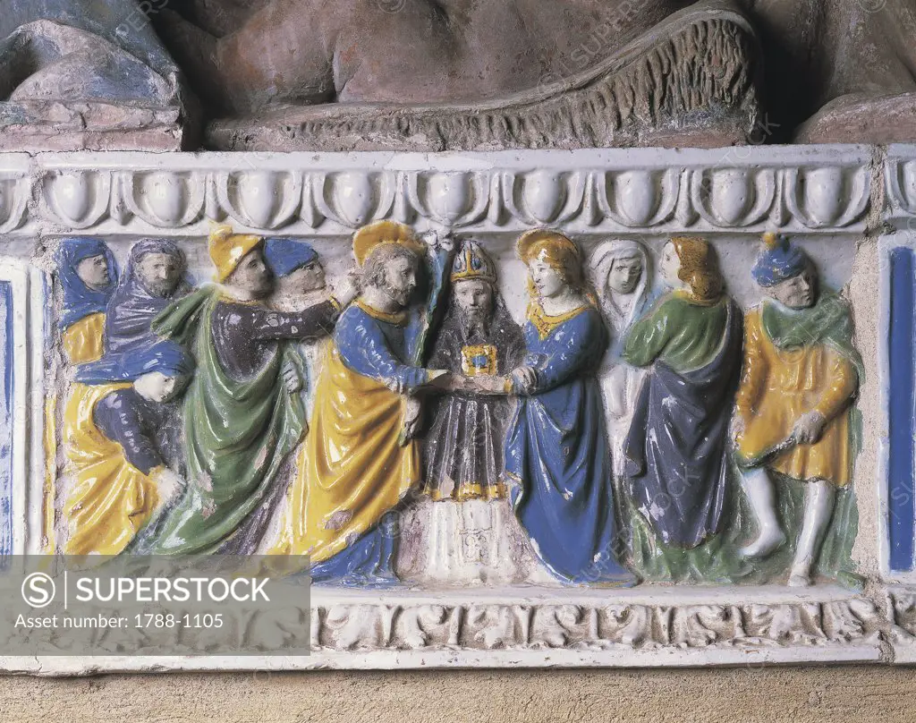 Marriage of the Virgin Mary depicted on an altar, Gambassi, Collegiate Church, Casole d'Elsa, Tuscany Region, Italy