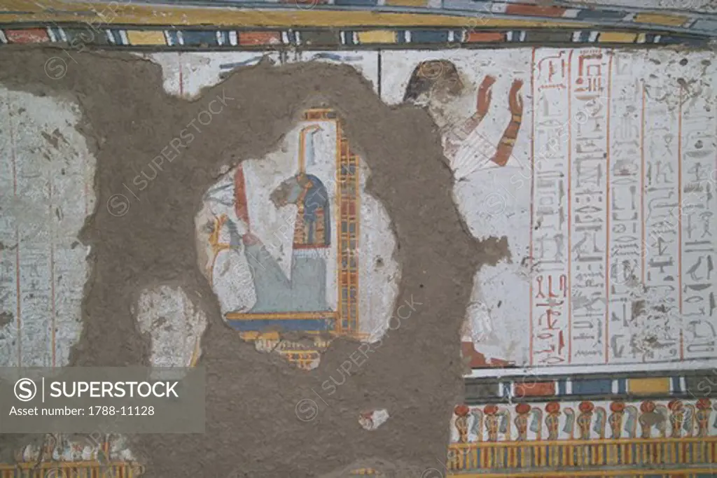 Egypt, Thebes, Luxor, Sheikh 'Abd El-Qurna, Tomb of Amenwahsu, Fresco detail