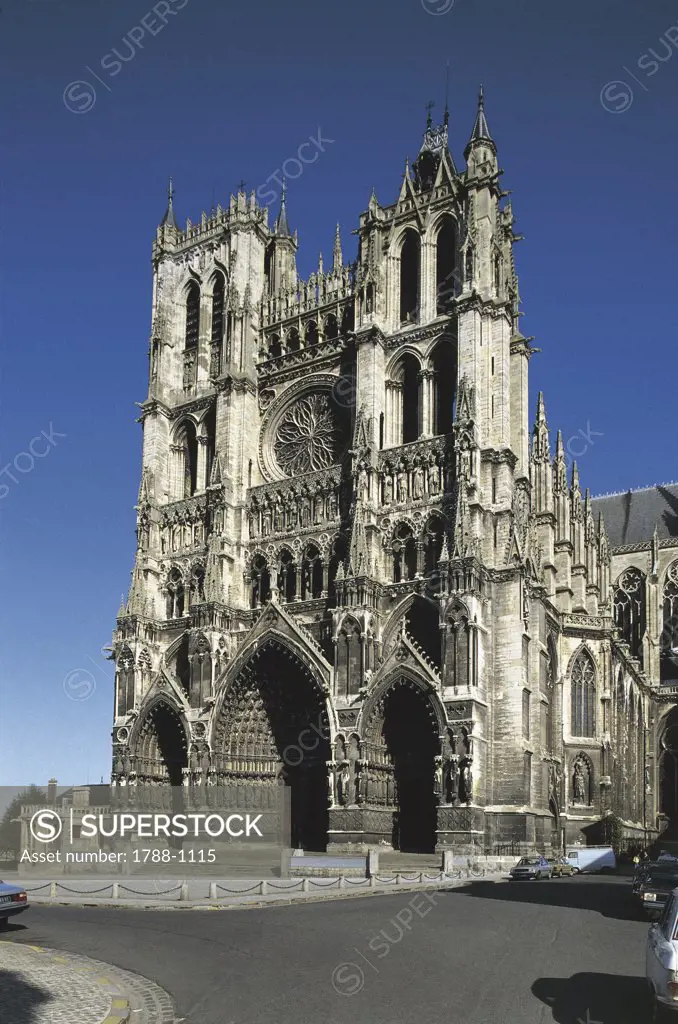 Facade of a cathedral (1220), Amiens, France