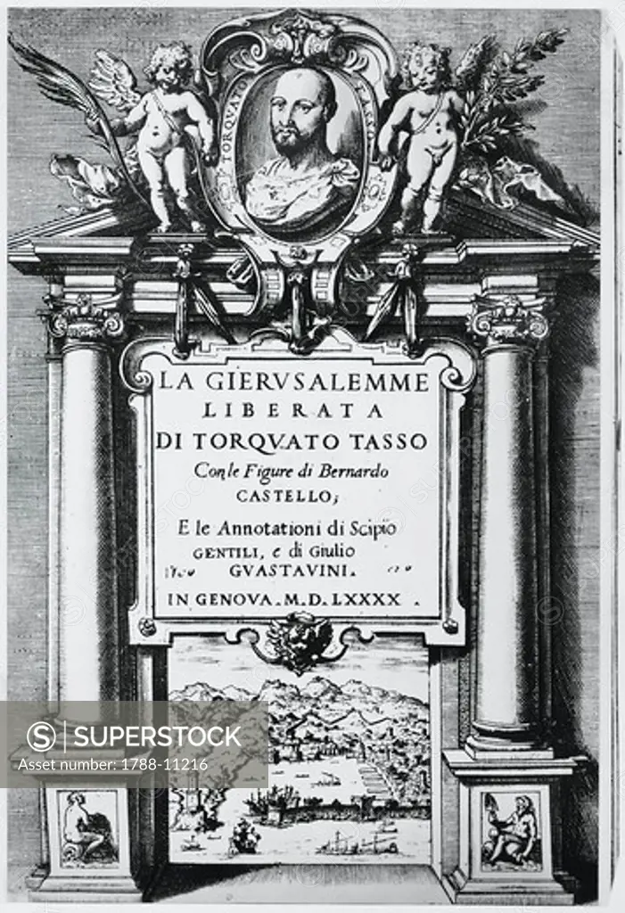 Frontispiece for Jerusalem Delivered, from Genoa edition by Torquato Tasso
