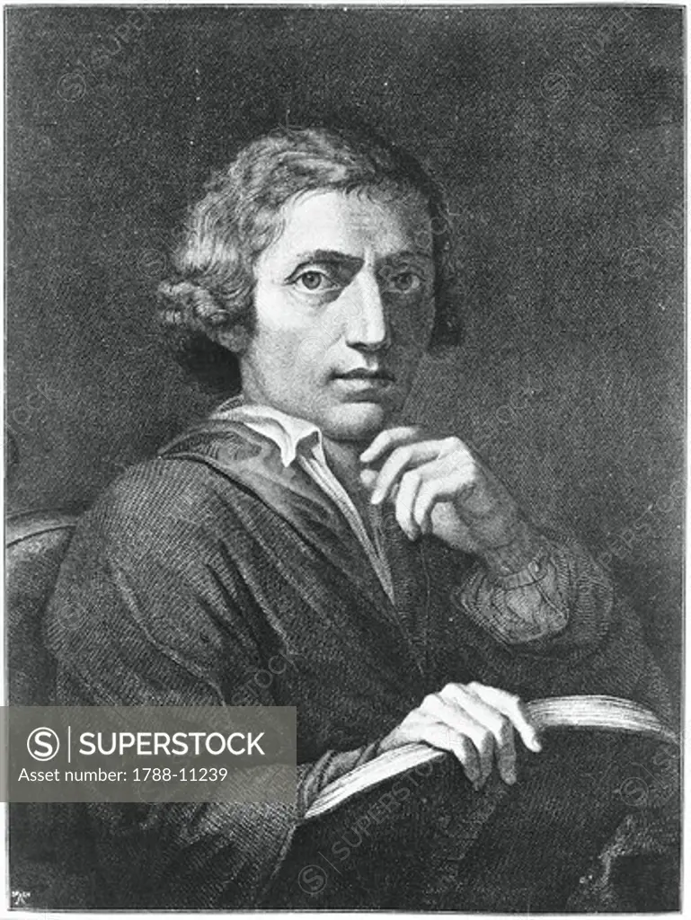 Portrait of Giuseppe Parini (1729-1799) by Locatelli, Italian writer, engraving