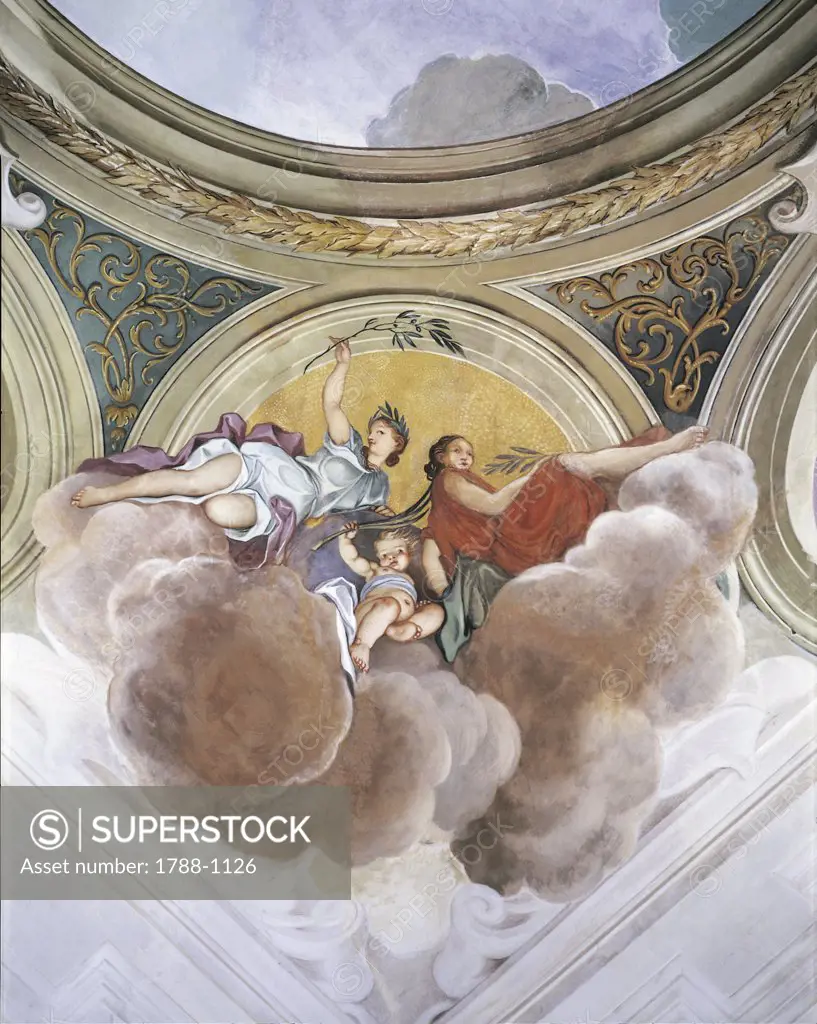 Italy - Friuli Venezia Giulia Region - Passariano - Villa Manin - Room frescoed by Dorigny - Detail of Ceiling - Allegory of Glory