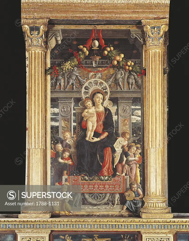 Italy - Veneto Region - Verona - Basilica of St. Zeno - Altar-piece of St. Zeno by Andrea Mantegna - Detail of the Virgin on Throne