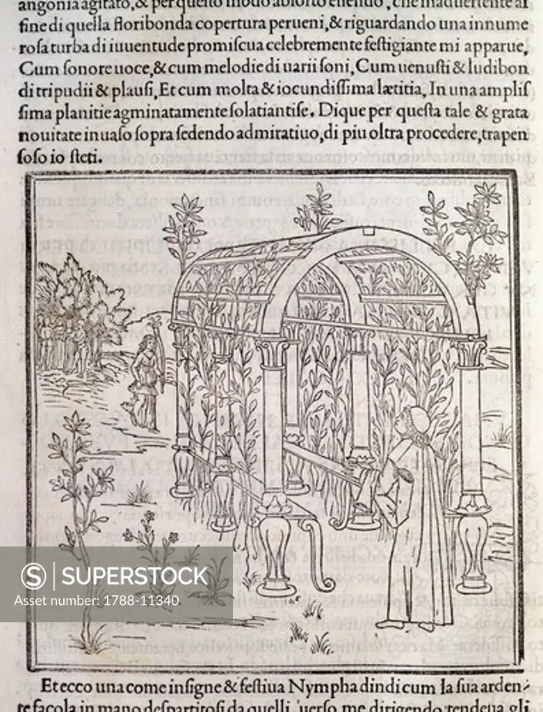 Hypnerotomachia Poliphili, Study for Garden by Francesco Colonna, 1499, engraving