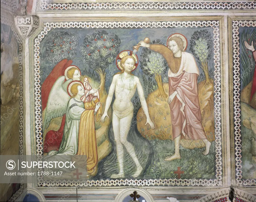 Italy - Lazio Region - Subiaco - Monastery of St. Scolastica - Chapel of the Angels - Fresco